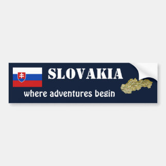 Slovakia Flag + Map Bumper Sticker