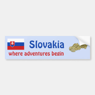 Slovakia Flag + Map Bumper Sticker