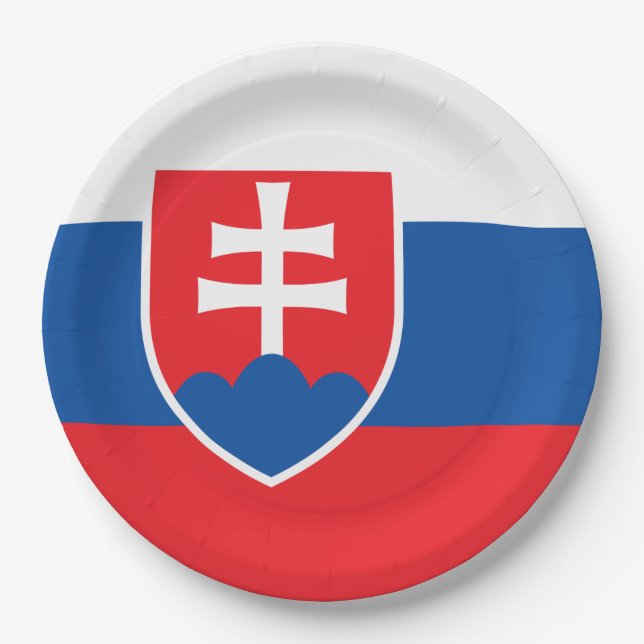 Slovakia Flag Paper Plate (Front)