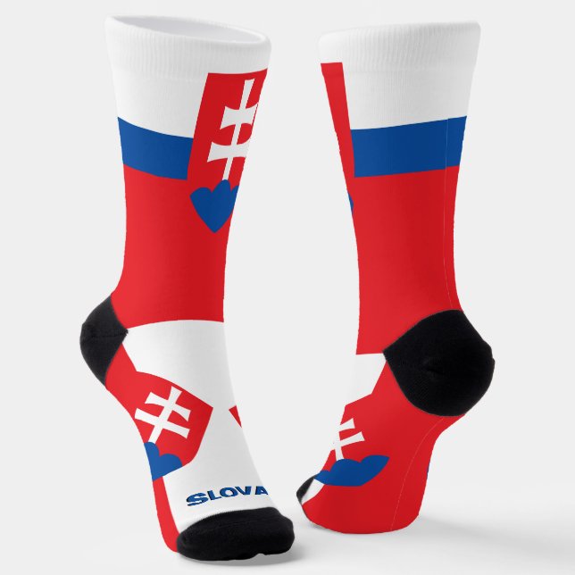 Slovakia Flag Patriotic, Sustainable Slovakia Socks (Angled)