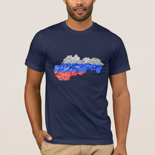 Slovakia Flagcolor Map T-Shirt (Front)