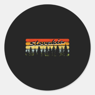 Slovakia Forest Sunset Trees Cabin Vacation Souven Classic Round Sticker