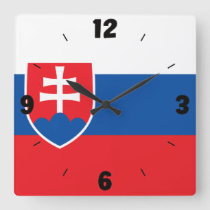 Slovakia National Flag Patriotic Square Wall Clock
