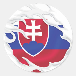 Slovakia Ripped Flag Classic Round Sticker