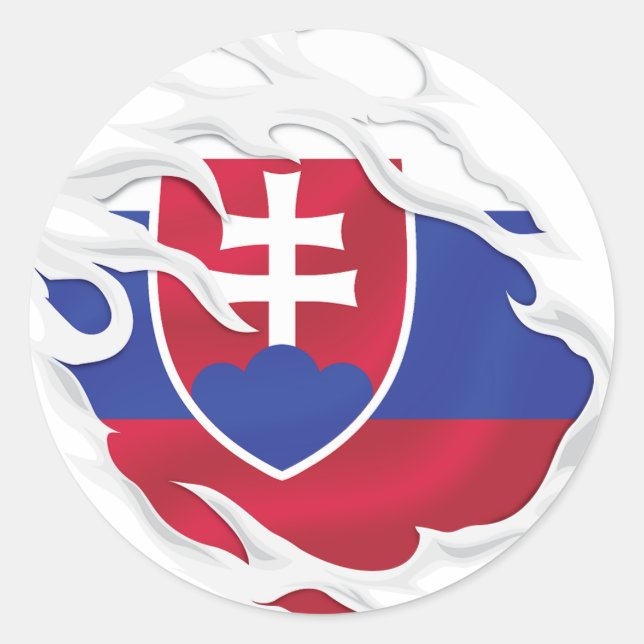 Slovakia Ripped Flag Classic Round Sticker (Front)