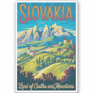 Slovakia Skyline Illustration Travel Art Vintage