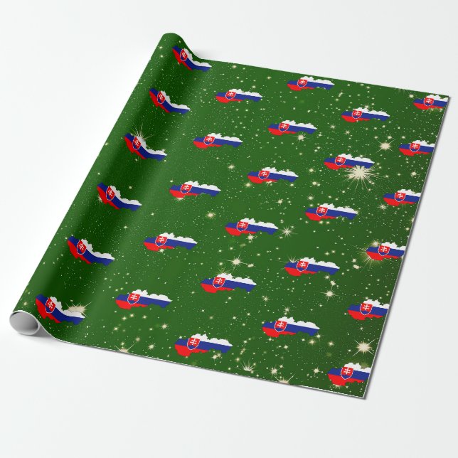 Slovakia Slovak Flag Map Christmas Wrapping Paper (Unrolled)