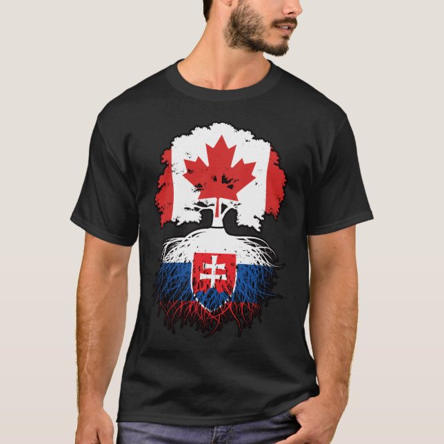 Slovakia Slovakian Canadian Canada Tree Roots Flag T-Shirt (Front)