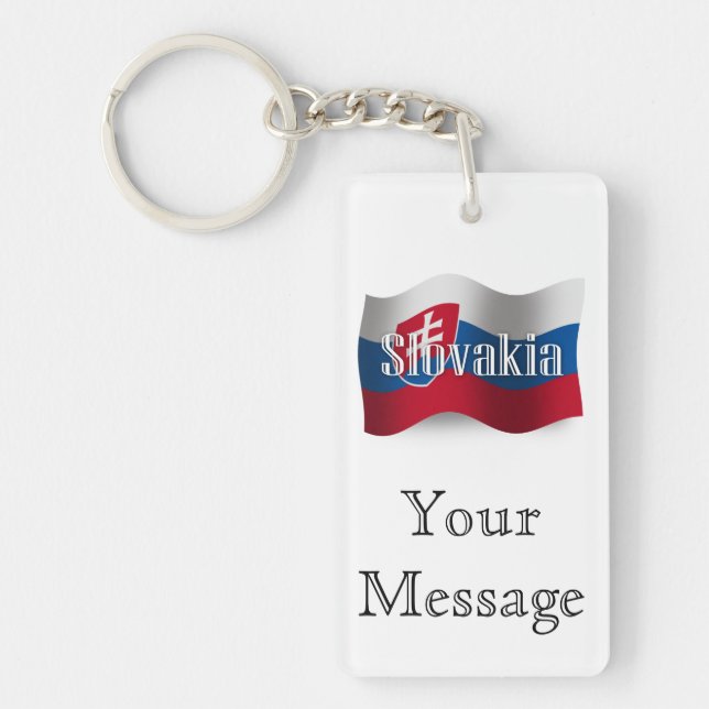 Slovakia Waving Flag Keychain (Front)