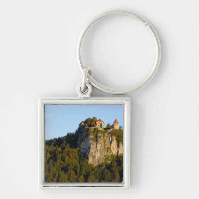 Slovenia, Bled, Lake Bled, Bled Castle on Keychain (Front)