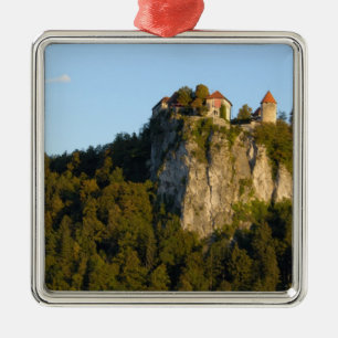 Slovenia, Bled, Lake Bled, Bled Castle on Metal Ornament