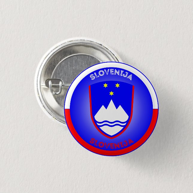 Slovenia Coat of Arms Circle Shape  1 Inch Round Button (Front & Back)