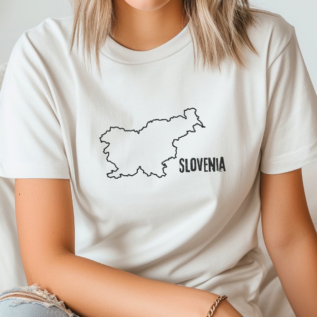 Slovenia Country Map Slovene Border Line Shape T-Shirt (Creator Uploaded)