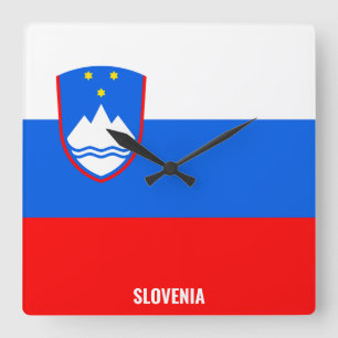 Slovenia Flag Dazzling Patriotic Square Wall Clock