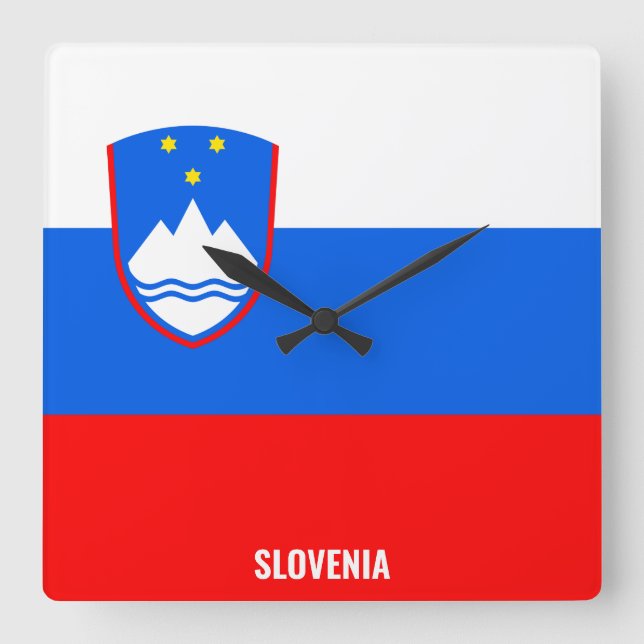 Slovenia Flag Dazzling Patriotic Square Wall Clock (Front)