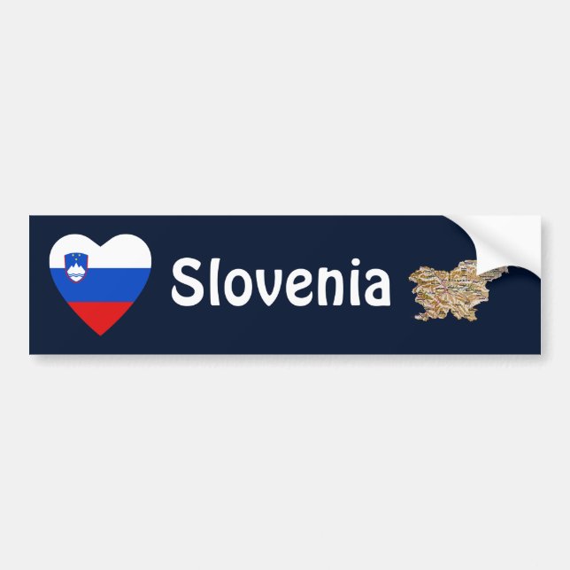 Slovenia Flag Heart + Map Bumper Sticker (Front)