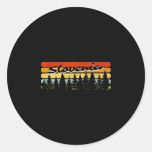 Slovenia Forest Sunset Trees Cabin Vacation Souven Classic Round Sticker