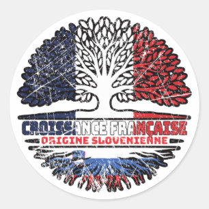 Slovenia French France Tree Roots Flag Classic Round Sticker