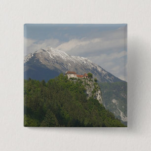 SLOVENIA, GORENJSKA, Bled: Bled Castle & 2 Inch Square Button