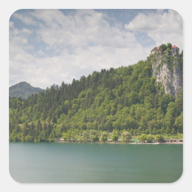 SLOVENIA, GORENJSKA, Bled: Bled Castle & Square Sticker (Front)