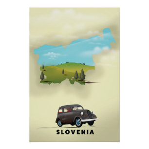 Slovenia Illustrated map travel poster