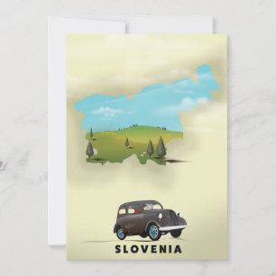 Slovenia Illustrated map travel poster Invitation