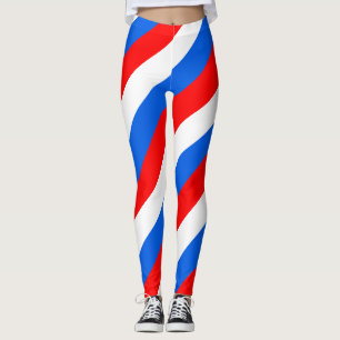 Slovenia National Flag Colours Diagonal Striped Leggings