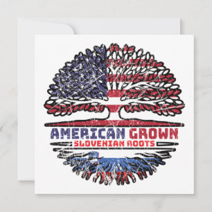 Slovenia Slovenian American USA Tree Roots Flag Card
