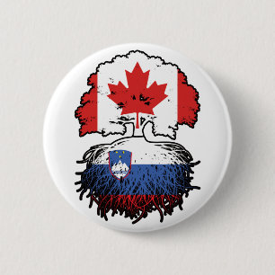 Slovenia Slovenian Canadian Canada Tree Roots Flag 2 Inch Round Button