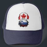Slovenia Slovenian Canadian Canada Tree Roots Flag Trucker Hat<br><div class="desc">Show your pride in your Slovenian heritage and Canadian identity. Your nationality is binational or one of your parents is from Slovenia or Canada? Show your roots.</div>