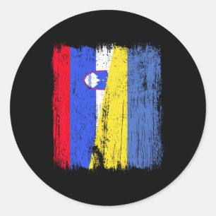 Slovenia Ukraine Half Flag Slovenian Ukrainian Her Classic Round Sticker