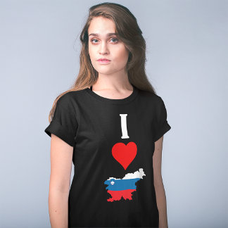 Slovenia Vertical I Love Slovenian Flag Map Womens T-Shirt