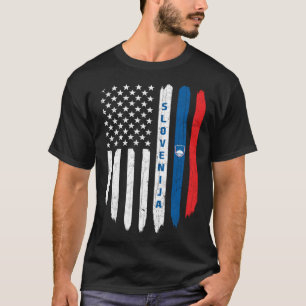 Slovenian American Flag Slovenia Root Dad T-Shirt