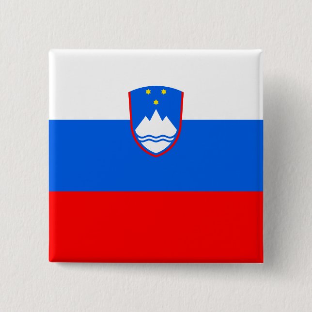 Slovenian Flag 2 Inch Square Button (Front)