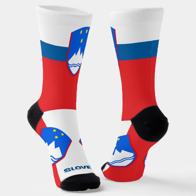 Slovenian Flag Patriotic, Sustainable Slovenia Socks (Angled)