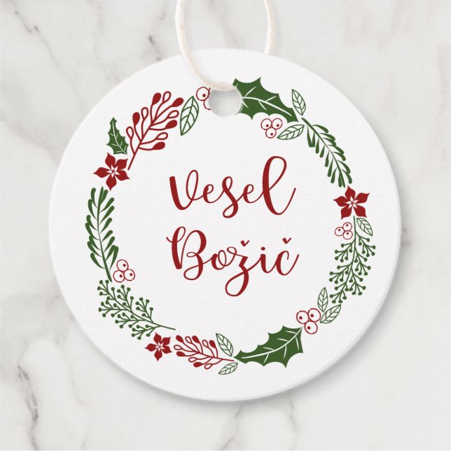 Slovenian Merry Christmas, Custom Favour Tags (Front)