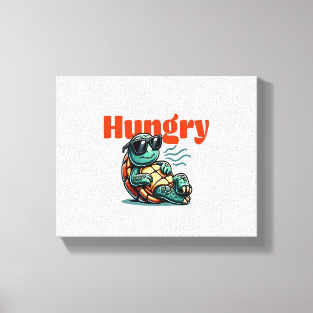 Slow and Hungry – Cool Turtle Canvas Print (Front)