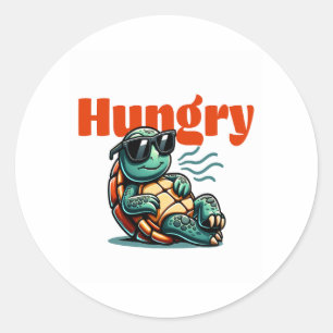 Slow and Hungry – Cool Turtle Classic Round Sticker