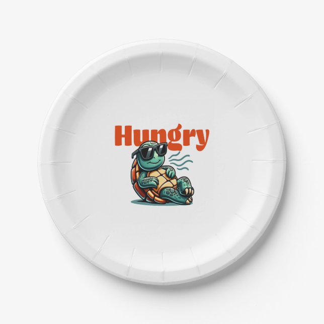 Slow and Hungry – Cool Turtle Paper Plate (Front)