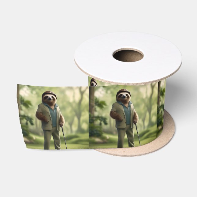 "Slow and Steady: A Sloth Dressed for Golf  Satin Ribbon (Spool)