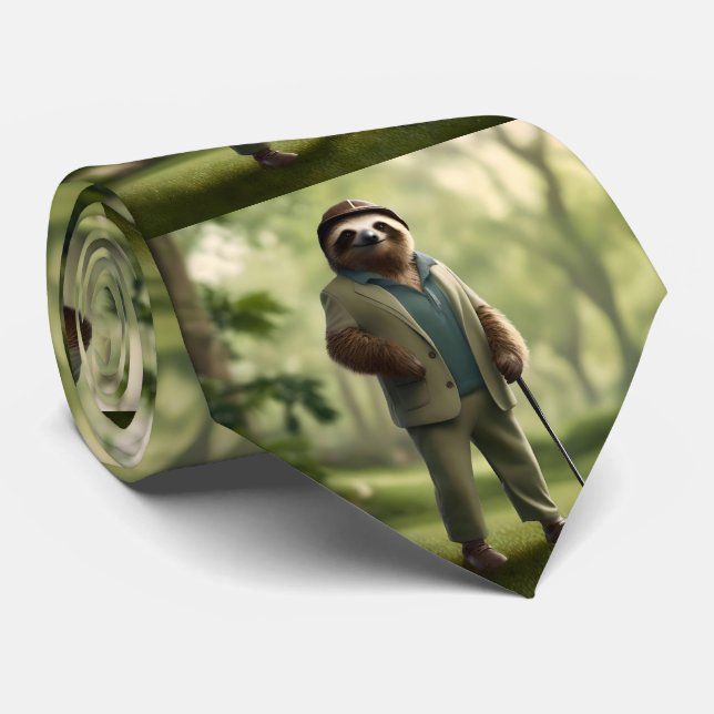 "Slow and Steady: A Sloth Dressed for Golf  Tie (Rolled)