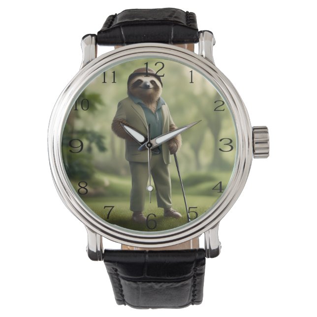 "Slow and Steady: A Sloth Is Dressed for Golf  Watch (Front)