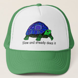 Slow and steady does it. Cartoon tortoise Trucker Hat