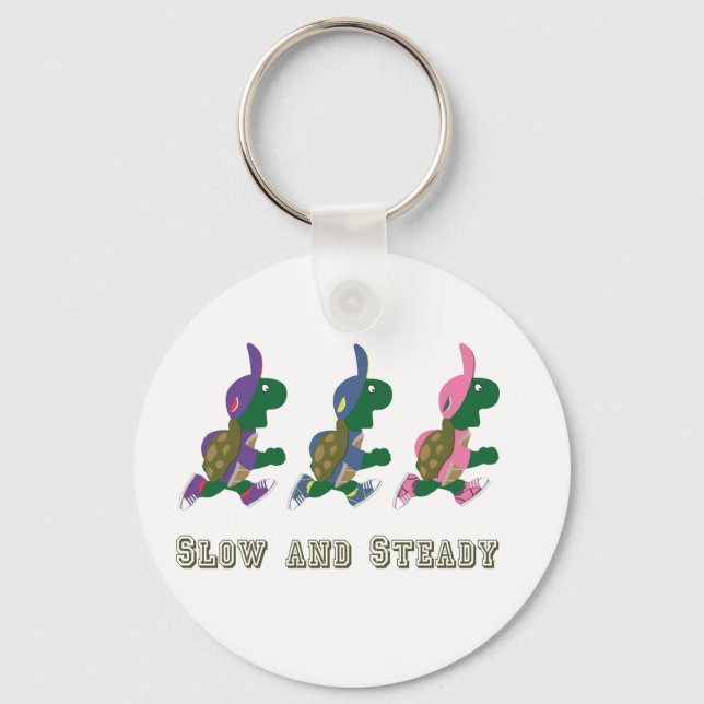 Slow and Steady Running Turtles Keychain (Front)