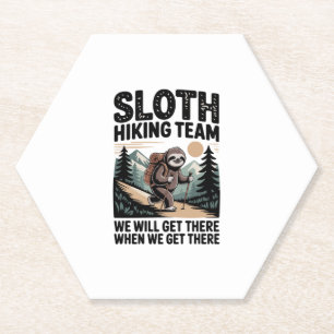Slow and Steady Sloth Hiking Team Paper Coaster