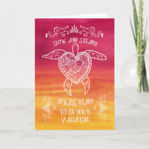 Slow and Steady Turtle Love-Funny Valentine Holiday Card