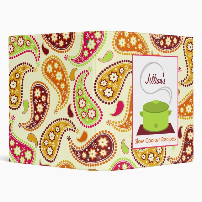 Slow Cooker Recipe Binder - Green With Paisley (Background)