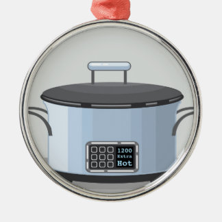 Slow cooking crock pot vector metal ornament