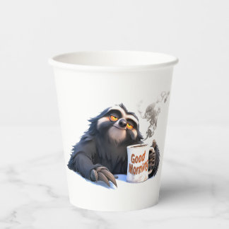 Slow Down and Sip: Good Morning with a Sloth Paper Cups