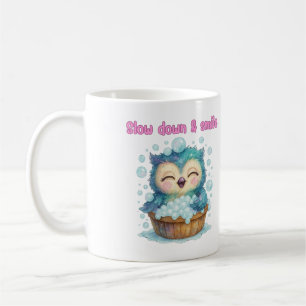 Slow Down and Smile – Cute Relaxed Owl Design Coffee Mug